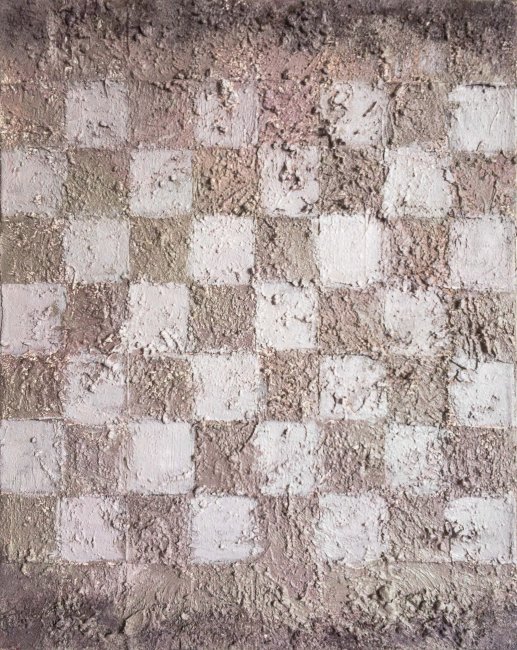 Muddy-textured checkerboard grid